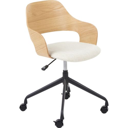 BELIANI Bürostuhl Helles Holz und beige Polyester-Sitz Verstellbare Drehfunktion Metallbeine Stilvolle Büromöbel