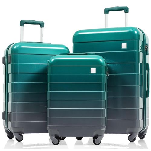 Koffer-Set, M-L-XL, ABS-Hartschalenkoffer, langlebige Koffer-Sets, Koffer mit Spinner-Rädern und TSA-Zollschloss, grün