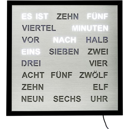 Wanduhr AMS, schwarz (schwarz, alufarben), Wanduhren, B/H/L: 40cm x 4cm x 40cm, Quarzuhr, Digitaluhr, Wohnzimmer, Esszimmer, Küche, Arbeitszimmer,Büro