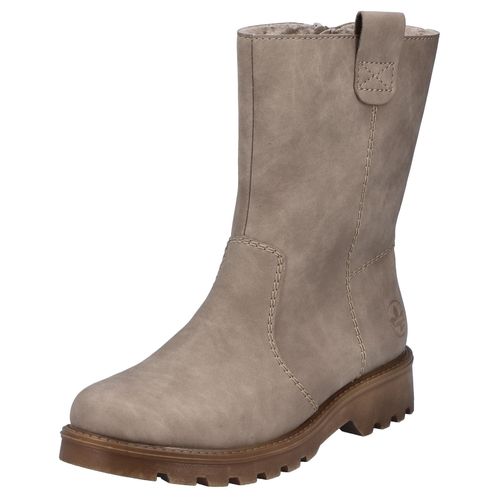Winterstiefelette RIEKER, Damen, Gr. 39, beige (hellbeige), Nubuklederimitat, unifarben, klassisch, Schuhe, Winterboots, Profilsohle, mit Innenreißverschluss