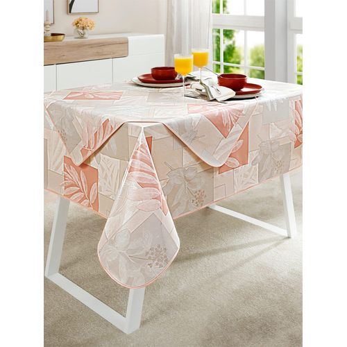 Tischdecke Gr. 3, grau (hellgrau, rosé, bedruckt), B:130cm L:160cm, Tischdecken