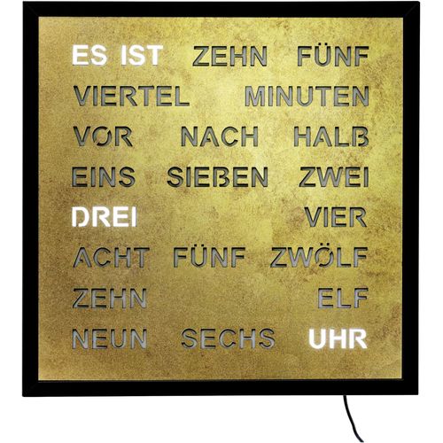 Wanduhr AMS, schwarz (schwarz, messingfarben), Wanduhren, B/H/L: 40cm x 4cm x 40cm, Quarzuhr, Digitaluhr, Wohnzimmer, Esszimmer, Küche, Arbeitszimmer,Büro
