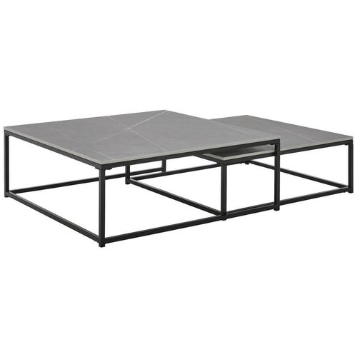 Livetastic Couchtischset , Grau, Schwarz , Metall, Keramik , 2-teilig , quadratisch , eckig , 65x27x75 cm , Wohnzimmer, Wohnzimmertische, Satztische