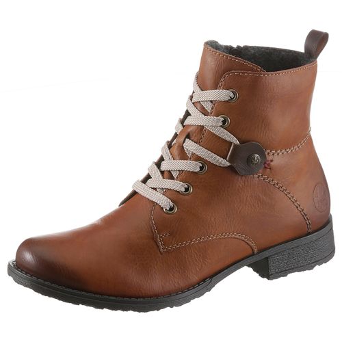 Schnürstiefelette RIEKER, Damen, Gr. 37, braun (cognac), Lederimitat, used, klassisch, Schuhe, in Used-Optik