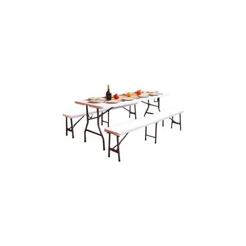 Bierzeltgarnitur 3 teilig weiß Festzeltgarnitur 180x75cm klappbar Gartenmöbel...