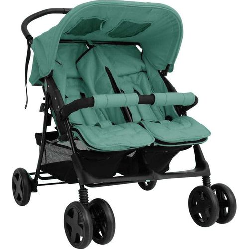 Möbel Zwillingskinderwagen Grün Stahl - Kombikinderwagen 10346