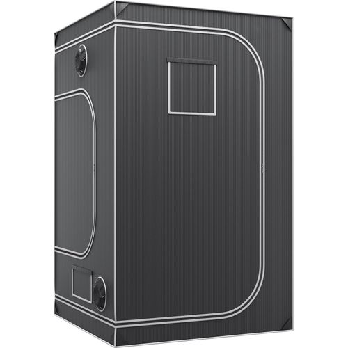 SucceBuy 4x4 Growzelt, 48'' x 48'' x 80'', hochreflektierendes 2000D Mylar Hydrokultur-Zuchtzelt mit Beobachtungsfenster, Werkzeugtasche und Bodenwanne für Zimmerpflanzen