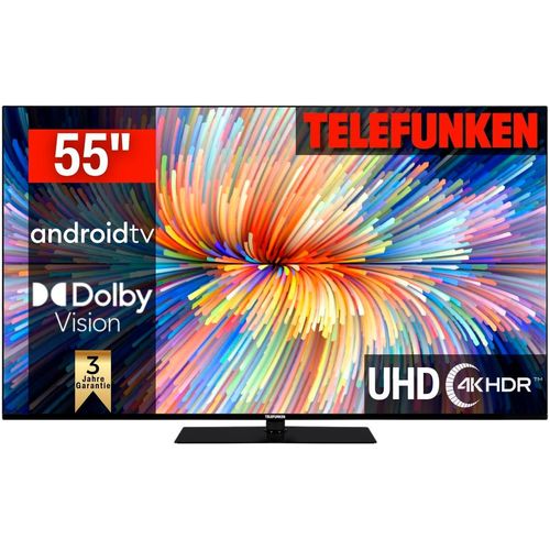 TELEFUNKEN LED-Fernseher, E (A-G), schwarz, 55, Fernseher, Dolby Atmos,USB-Recording, Topseller