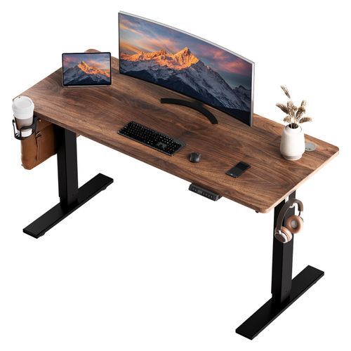 Schreibtisch 140 x 70 cm, 18 mm Tischplatte, Höhenverstellbarer Schreibtisch Elektrisch, Memory- & Antikollisionssystem, USB/Typ-C mit Schnellladung