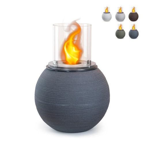 Bioethanol-Kamin, Garten-Kohlenbecken für drinnen und draußen, BOTTICELLI, graues Gusseisen, D. 40 x H. 54