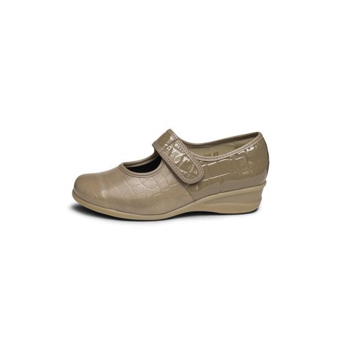 anschmiegsamer Mary-Jane Krokolack-Stretch taupe