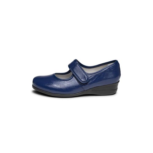 anschmiegsamer Mary-Jane Krokolack-Stretch blau