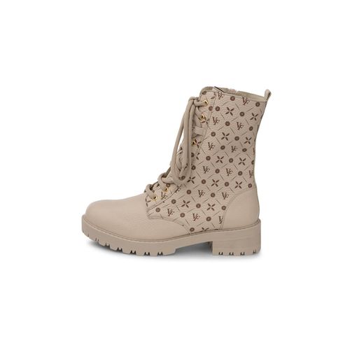 auffällige Stiefelette Hirschleder beige