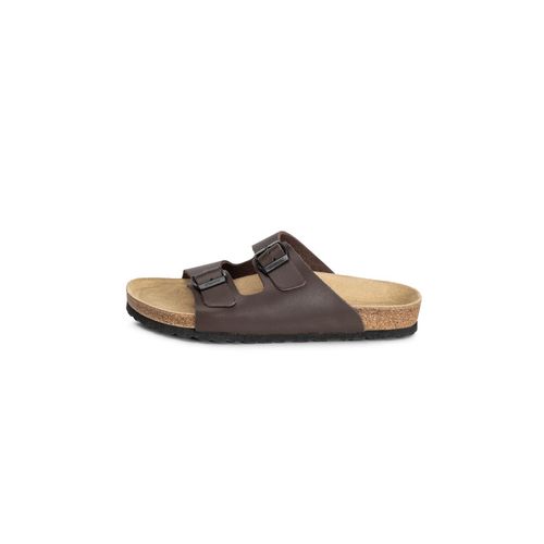 extrabreite Pantolette Vollrindleder braun