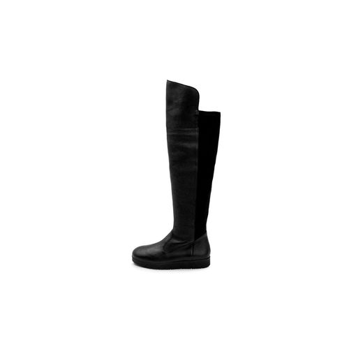 trendy Overknee Stiefel Hirschleder schwarz