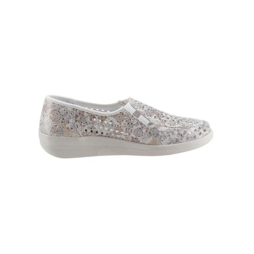 Slipper CLASSIC, Damen, Gr. 39, weiß (weiß, geblümt), Nubukleder, Leder, sportlich, Schuhe