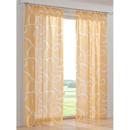 Gardine HEINE HOME Gr. 3, gelb (gelb, weiß), B:140cm H:225cm, Polyester, Gardinen