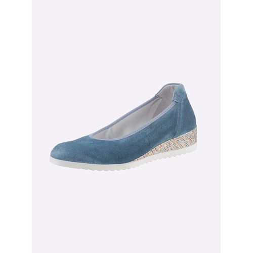 Ballerina CASUAL LOOKS, Damen, Gr. 39, blau (jeansblau), Veloursleder, sportlich, Schuhe