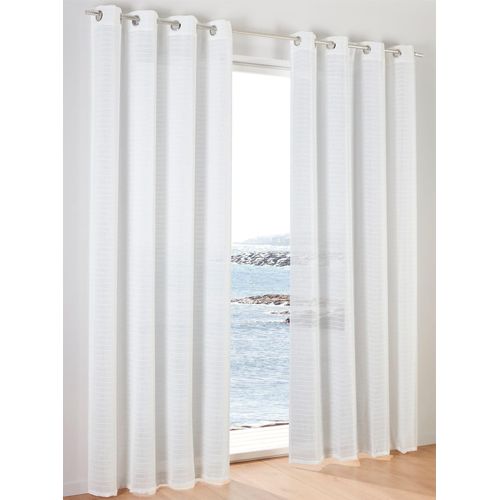 Gardine HEINE HOME Gr. 4, weiß (sanftes weiß), B:140cm H:245cm, Polyester, Gardinen