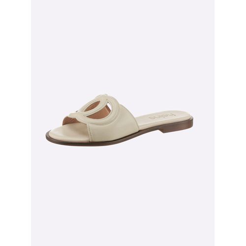 Pantolette HEINE, Damen, Gr. 39, beige (creme), Leder, Rindsleder, Glattleder, modisch, Schuhe