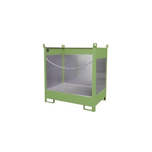 Fass-Stapelpalette Bauer FSP-2 G, Spritzschutzwand 3-seitig, Kap. 2 x 200 l Fass, grün