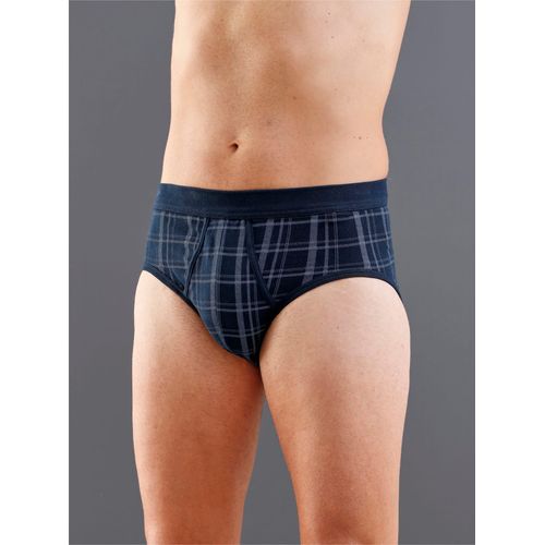 Slip SCHIESSER, Herren, Gr. 10, blau (dunkelblau, kariert), 100% Baumwolle, Unterhosen