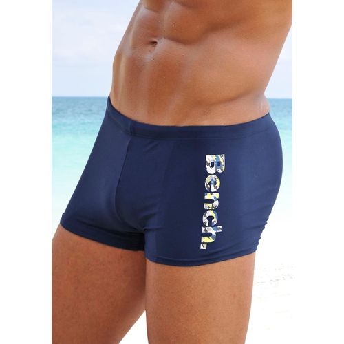 Boxer-Badehose BENCH., Herren, Gr. 7, N-Gr, blau (marine), Polyamid, unifarben, Badehosen, mit coolem Logo in Tarnfarben-Optik
