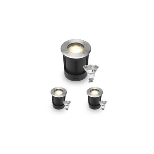 LED Bodeneinbaustrahler rund Edelstahl 230V IP67 - Leuchtmittel: GU10 5W 2700K D...