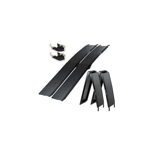 TRUTZHOLM 2 x Auffahrrampen 205 cm Traglast 680 kg Alu schwarz klappbar gerif...