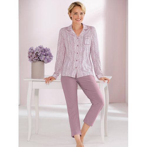 Schlafanzug WÄSCHEPUR, Damen, Gr. 44/46, lila (mauve), 100% Baumwolle, Homewear-Sets