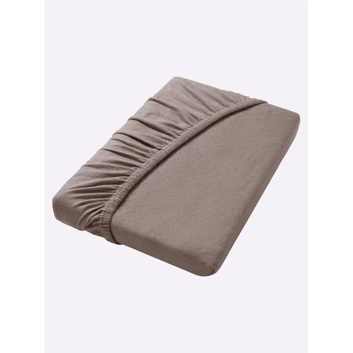 Spannbettlaken IRISETTE Gr. 2, grau (taupe), B:140-160cm L:200cm, Mako-Jersey, 100% Baumwolle, Laken