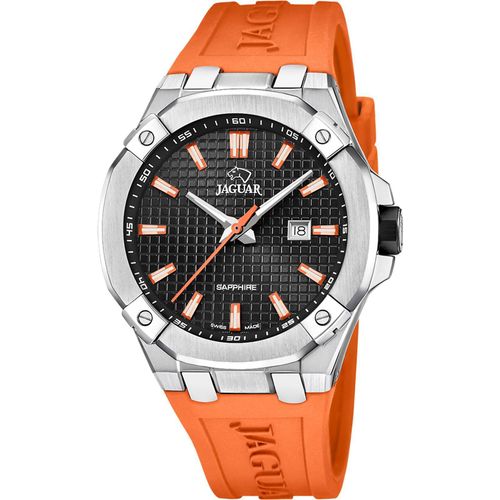 Jaguar J1010/1 DIPLOMATIC Uhr Herrenuhr Silikon Datum orange