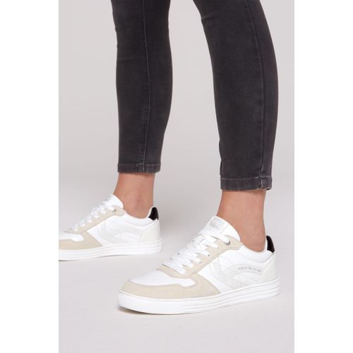 Sneaker SOCCX, Damen, Gr. 38, weiß, Synthetik, Leder, mehrfarbig, casual, Schuhe, mit Zehenkappe aus Veloursleder