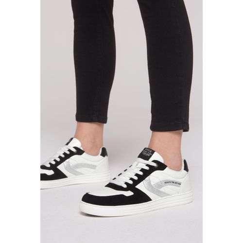 Sneaker SOCCX, Damen, Gr. 39, schwarz, Synthetik, Leder, mehrfarbig, casual, Schuhe, mit Zehenkappe aus Veloursleder