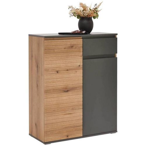 Schuhschrank , Anthrazit, Eiche , Holzwerkstoff , 4 Fächer , 1 Schubladen , 85x106x38 cm , Typenauswahl, stehend , Garderobe, Schuhaufbewahrung,