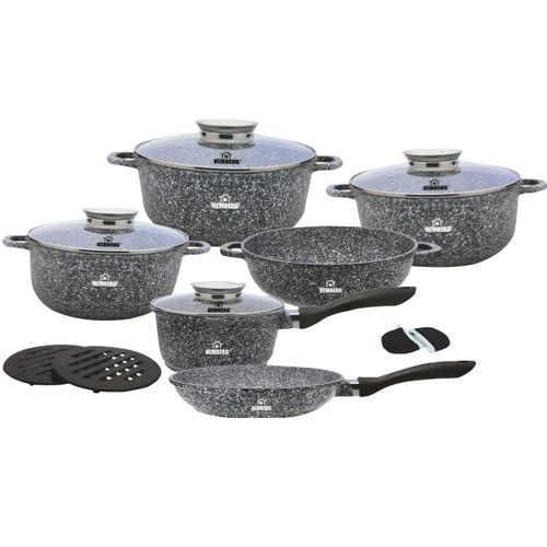 Hemberg 14-tlg Topfset Kochtopfset Topfset Induktion,cast Aluminium Antihaft-beschichtete Marmor Töpfe