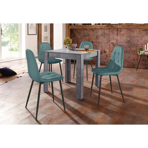 Essgruppe INOSIGN, blau (schieferfarben, blau), B:80cm, Sitzmöbel-Sets, mit Esstisch 80 cm breit