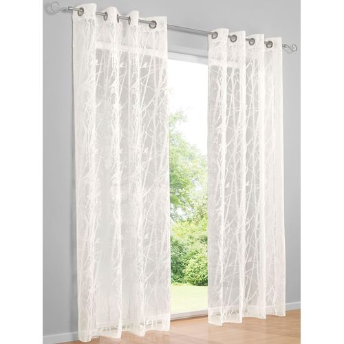 Gardine HEINE HOME Gr. 1, weiß, B:140cm H:145cm, Polyester, Viskose, Gardinen