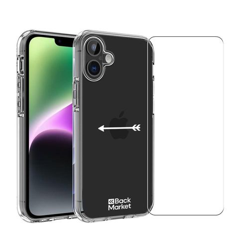 Back Market Hülle iPhone 16 und schutzfolie - 60 % Recycelter Kunststoff - Transparent