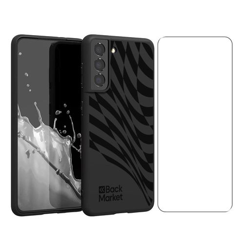 Back Market Hülle Galaxy S21 und schutzfolie - Recycelter Kunststoff - Schwarze Welle