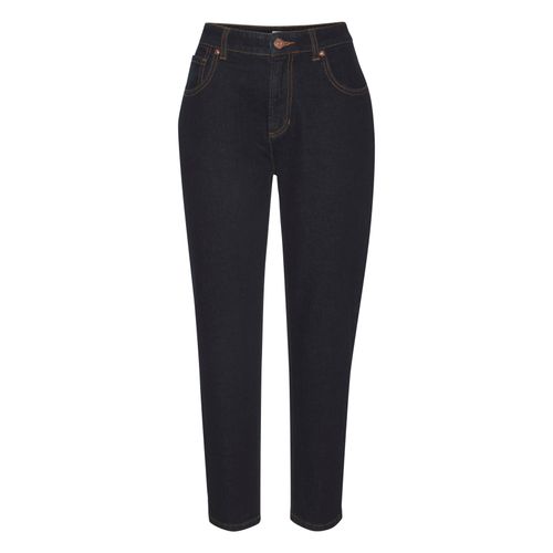 Mom-Jeans LASCANA, Damen, Gr. 36, N-Gr, blau (dunkelblau denim), Denim/Jeans, Obermaterial: 98% Baumwolle, 2% Elasthan, unifarben, modisch, figurbetont knöchellang, Jeans, mit hohem Bund. elastische Denimware