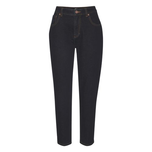 Mom-Jeans LASCANA, Damen, Gr. 42, N-Gr, blau (dunkelblau denim), Denim/Jeans, Obermaterial: 98% Baumwolle, 2% Elasthan, unifarben, modisch, figurbetont knöchellang, Jeans, mit hohem Bund. elastische Denimware