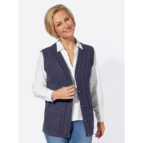 Strickweste CLASSIC BASICS, Damen, Gr. 54, blau (marine, meliert), 100% Polyacryl, unifarben, Westen