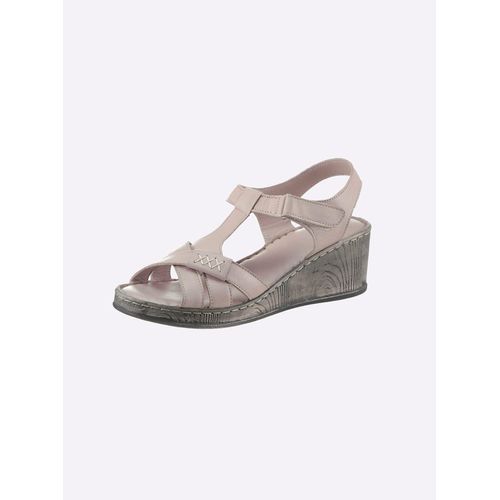 Sandale CASUAL LOOKS, Damen, Gr. 36, grau (hellgrau), Glattleder, sportlich, Schuhe