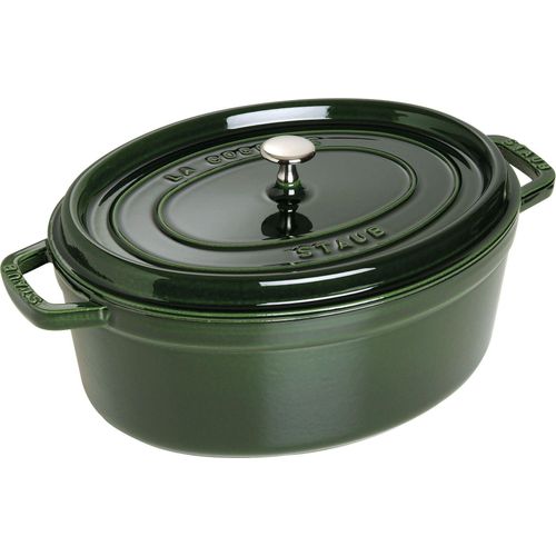 Staub Cocotte, 31 cm Basilikum-Grün oval Gusseisen La Cocotte 40509-365-0