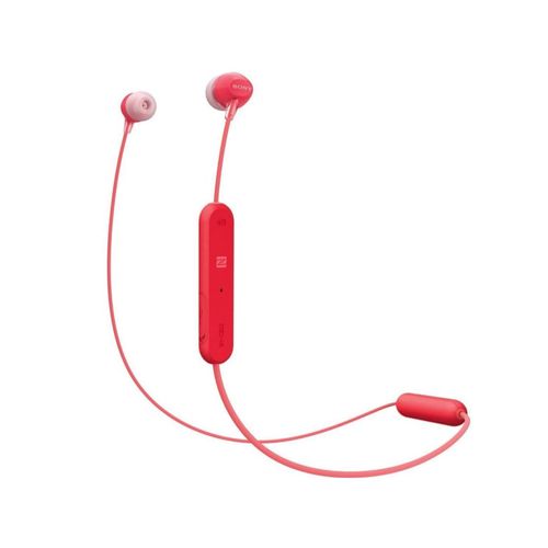Sony WI-C300 Kabelloser In-Ohr Kopfhörer (Neckband Design, Bluetooth, NFC, Headset mit Mikrofon für Telefon & PC/Laptop, bis zu 8 Stunden Akkulaufzeit, Voice Assistant) rot