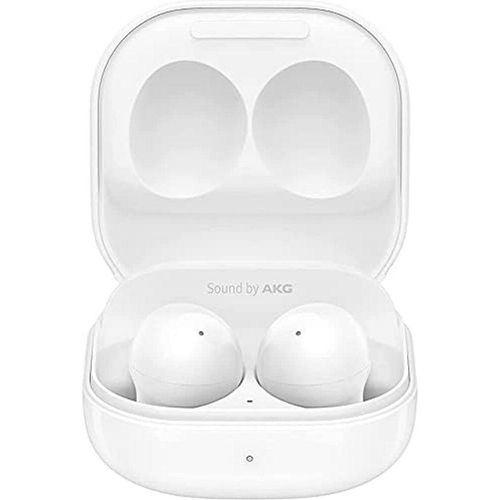 Samsung Galaxy Buds2 In-Ear Headset, Weiß, Bluetooth, Silikon, für Anrufe & Musik, mit 3 Größen Ohrstöpsel, kompatibel mit Smartphones, Tablets, Smartwatches, PCs. Maße: Ohrhörer 20,9x17x21,1mm (BxTxH), 5g je; Ladegehäuse 50,2x50x27,8mm (BxTxH), 41,2g