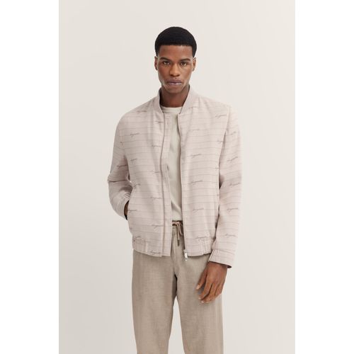 Blouson BUGATTI, Herren, Gr. 48, 30, beige, 63% Baumwolle, 37% Polyester, gestreift, casual, regular fit, Langarm Bündchen, Jacken, mit Collagekragen