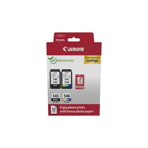 2er Original Multipack Set für Canon 8287B008 / PG-545 CL-546 Pixma IP 2800 Series Druckerpatronen mit 50 Blatt Fotopapier