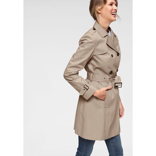 Trenchcoat ANISTON CASUAL, Damen, Gr. 40, beige, Web, Satin, Obermaterial: 100% Baumwolle. Futter: 100% Polyester, unifarben, casual, figurumspielend ca. Mitte Oberschenkel, Langarm verstellbar, Mäntel, mit Gürtel zum Regulieren, Topseller